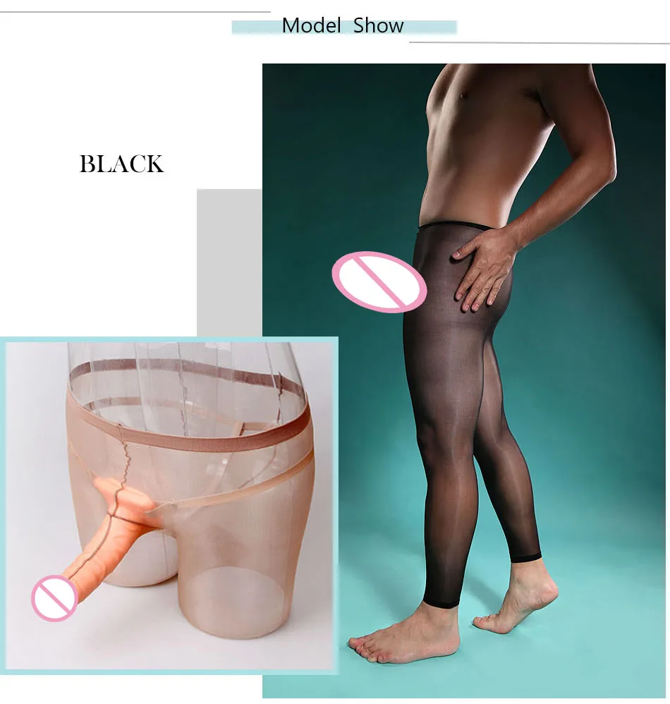 10D Oil Shine Full Sheer with Open Penis Cover Sheath Legging without Foot For Men Sexy Socks Extremly Elastic DOYEAH 0378