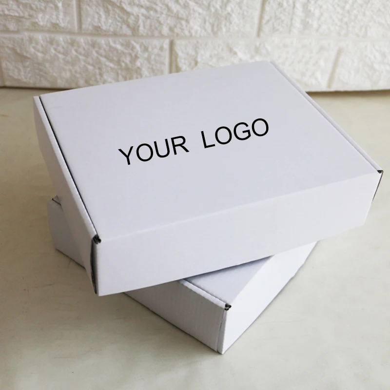 

50PCS Custom thick white Small size square corrugated paper shipping mailer box Packaging Clothes underwear polo shirt Box