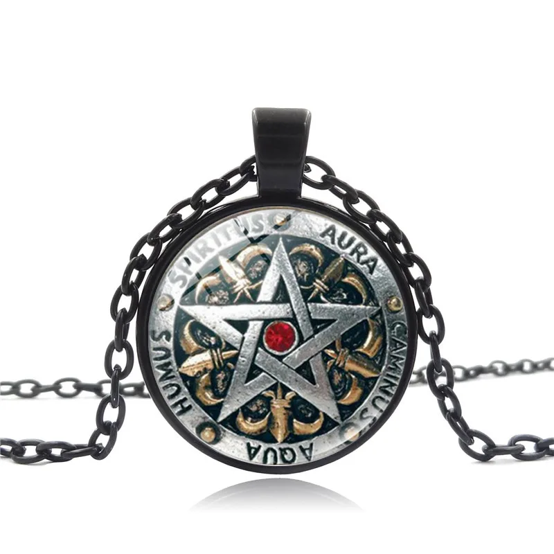 Ожерелье с кулоном Boyfriend Magic pagan Pentagram ожерелье защитой от Wiccan стеклянный