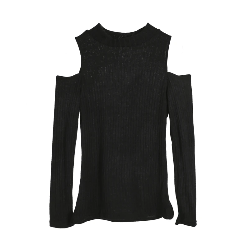 5colors Turtleneck Cold Shoulder Knitted Sweater Women