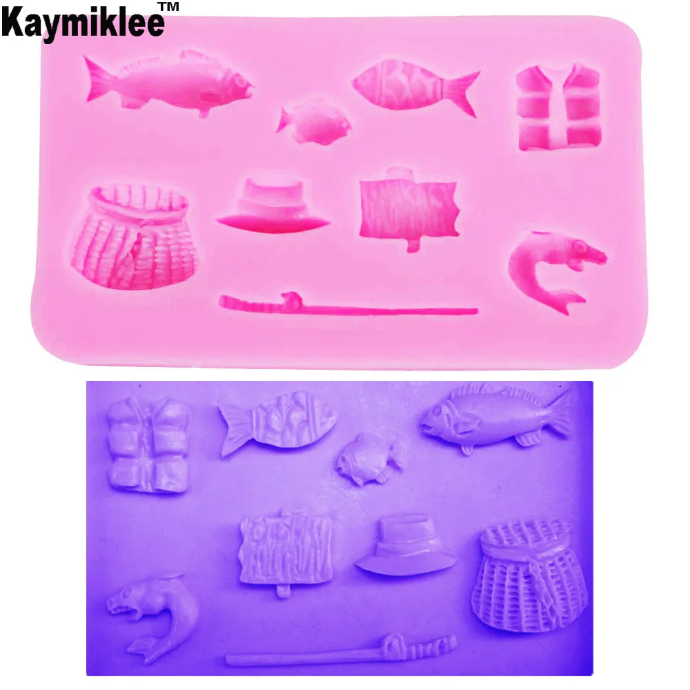 

F1037 Fishing silicone cake design moulds,party fondant molds,candle moulds,sugar craft tools,chocolate moulds,bakeware