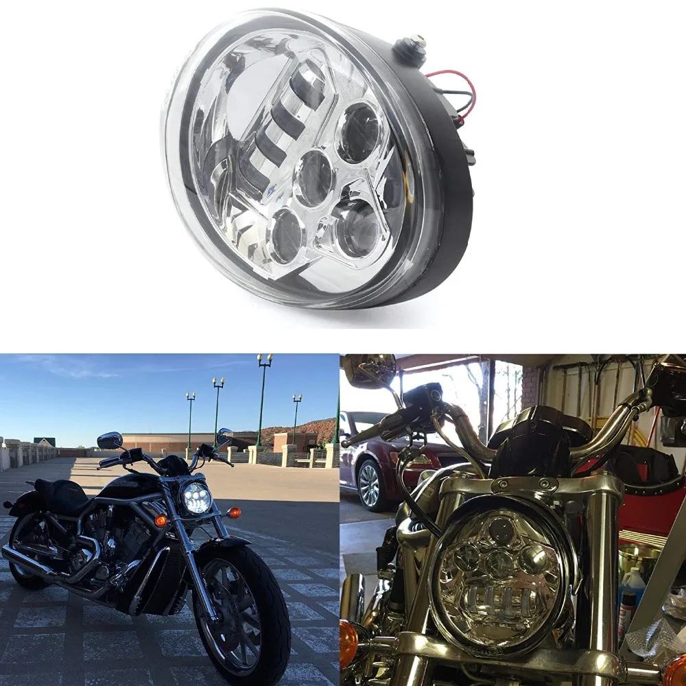 Chrome LED Motorcycle Headlight For V Rod VROD VRSCA VRSC V Rod Muscle