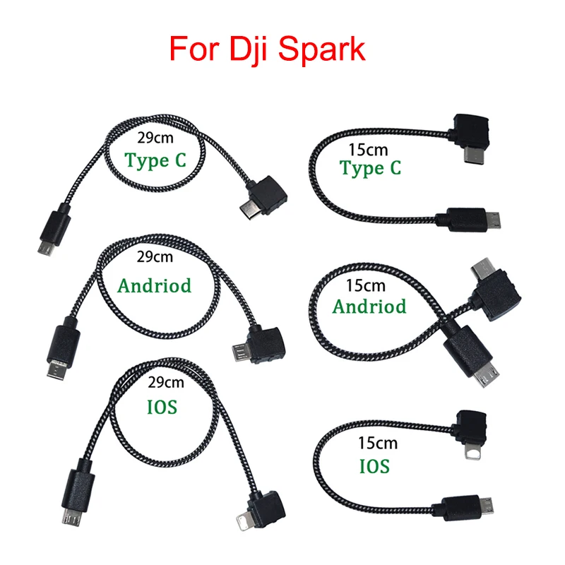 

For Dji Spark Remote Controller Data Connected Cable Line Wire To Mobile Tablet Micro USB TYPE-C Connector For Iphone/Android
