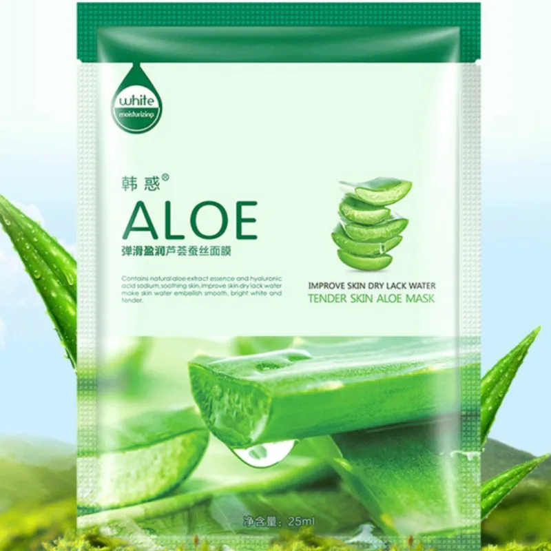 1 Pcs Aloe Moisturizing Facial Mask Natural Essence Women & Men Masksin Treatments & Masks from