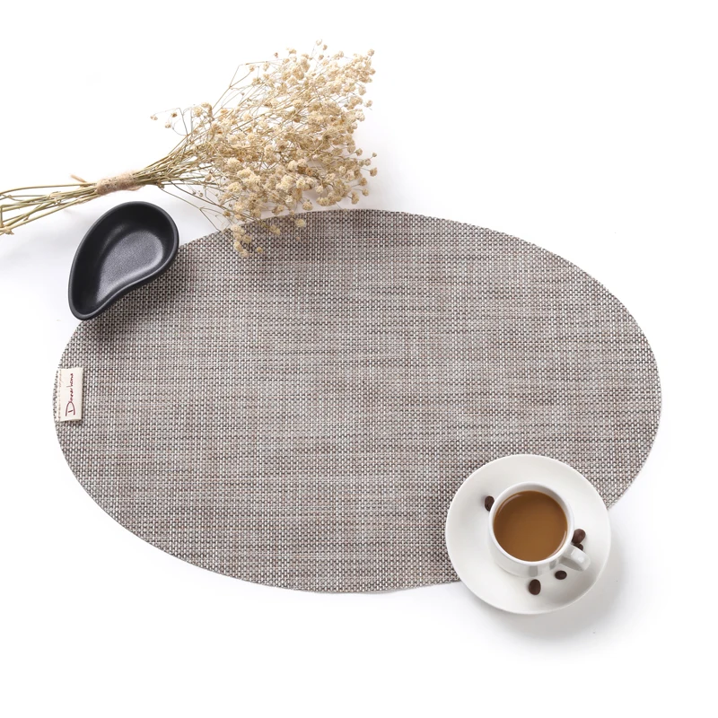 4pcs Japanese Oval Placemat Table Mat Waterproof Tablecloth Coasters