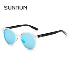 SUNRUN Classic Oval Mujeres Lente de Espejo Marco de Aleación de gafas de Sol de Diseñador de la Marca Gafas Retro Fresco Gafas de Sol UC400 DEPTH01