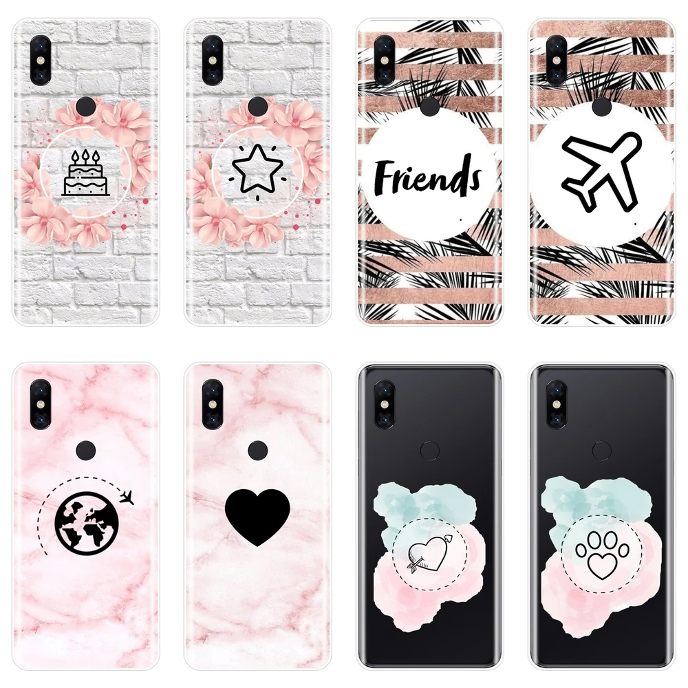 Задняя крышка для Xiaomi Mi Mix 1 2 2S 3 Heart Airplane Star Marble Leaf силиконовый мягкий чехол