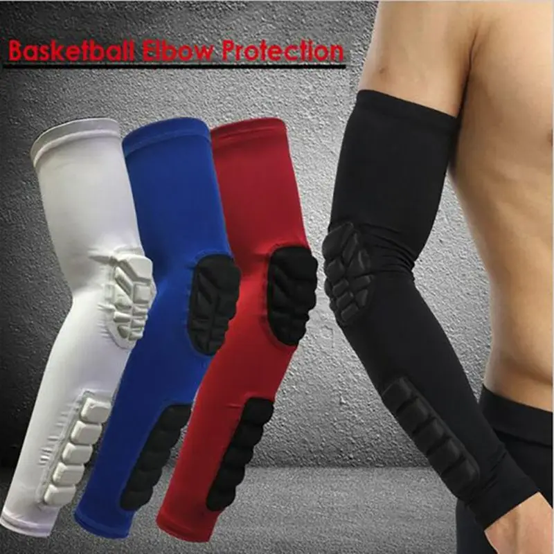 Gym Sports Arm Warmers Basketball Sleeves Honeycomb Anti-collision Non-slip Compression Elbow Pads Protector