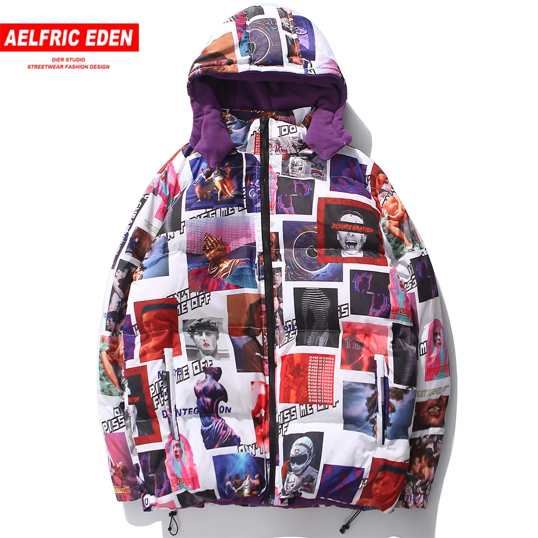 

Aelfric Eden 2018 winter men's street jacket coat Parkas hip hop hat detachable warm cotton Harajuku clothing Windbreaker UR58