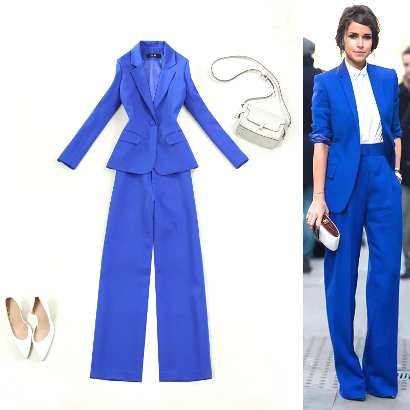 

royal blue Women Spring Suits Adapt To Business Women Suit Business Suits Formal Female Work Wear Summer 2 pieces Female Suits