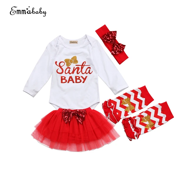 xmas baby girls santa clothes set christmas newborn baby tops romper xmas baby girls santa clothes set christmas newborn baby tops romper tulle skirt leg 4pcs 2017