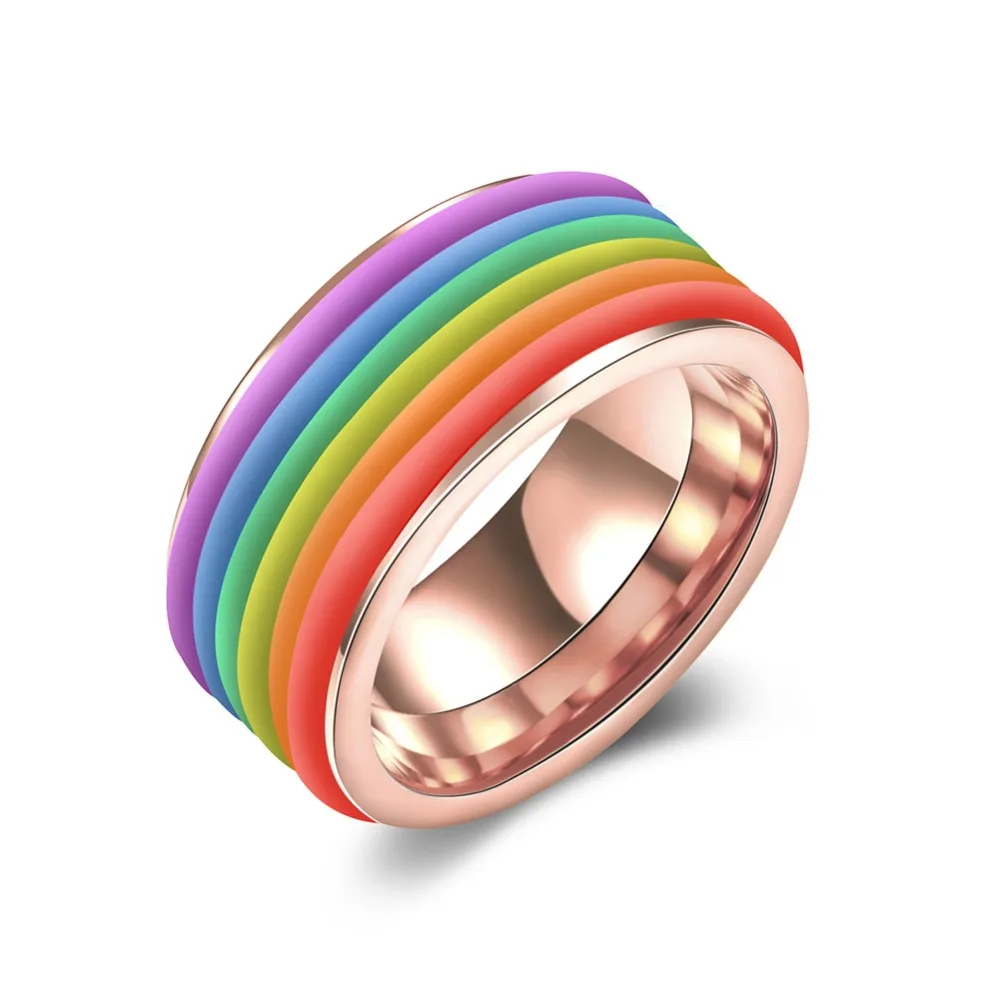 rainbow engagement ring female gold color jewelry accessories anillos stainless steel wedding rings for women bijouterie - Rainbow Wedding Rings rainbow engagement ring female gold color jewelry accessories anillos stainless steel wedding rings for women bijouterie - Rainbow Wedding Rings