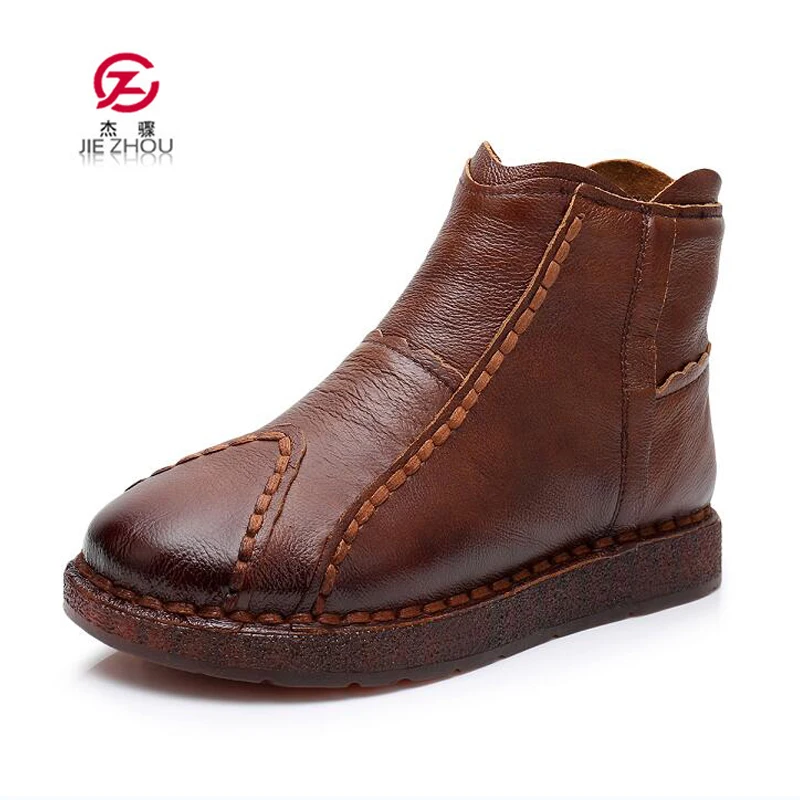 

Hot Women Boots Winter Warm Snow Boots Women Botas Mujer Zip Ankle Boots Genuine Leather Ladies Winter Women Shoes bota feminina