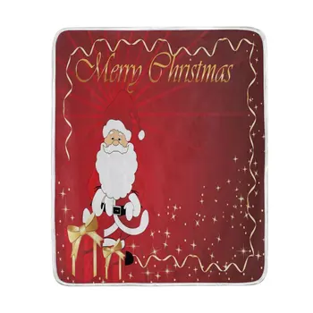 

Merry Christmas Santa Clause Red Blanket Soft Warm Cozy Bed Couch Lightweight Polyester Microfiber Blanket