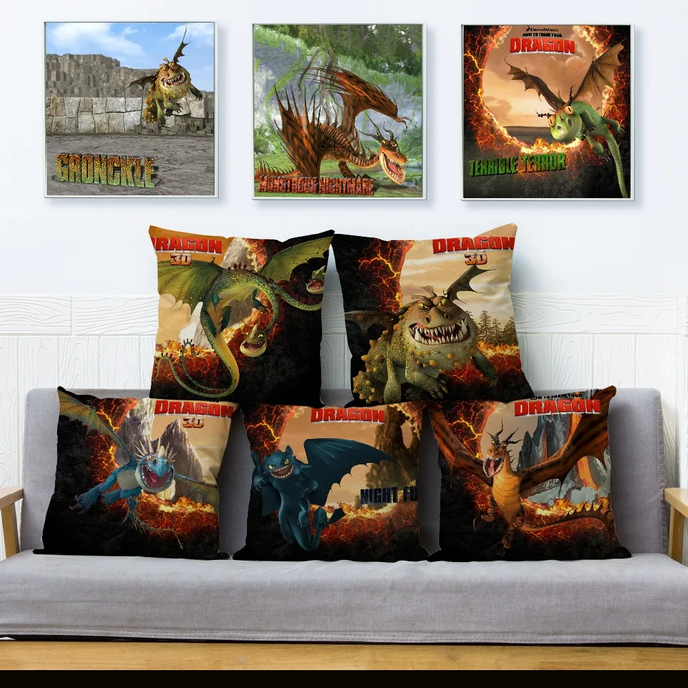 

How To Train Your Dragon Cushion Cover The Hidden World Print Linen Pillow Covers Throw Pillows Cases Sofa Home Decor Pillowcase
