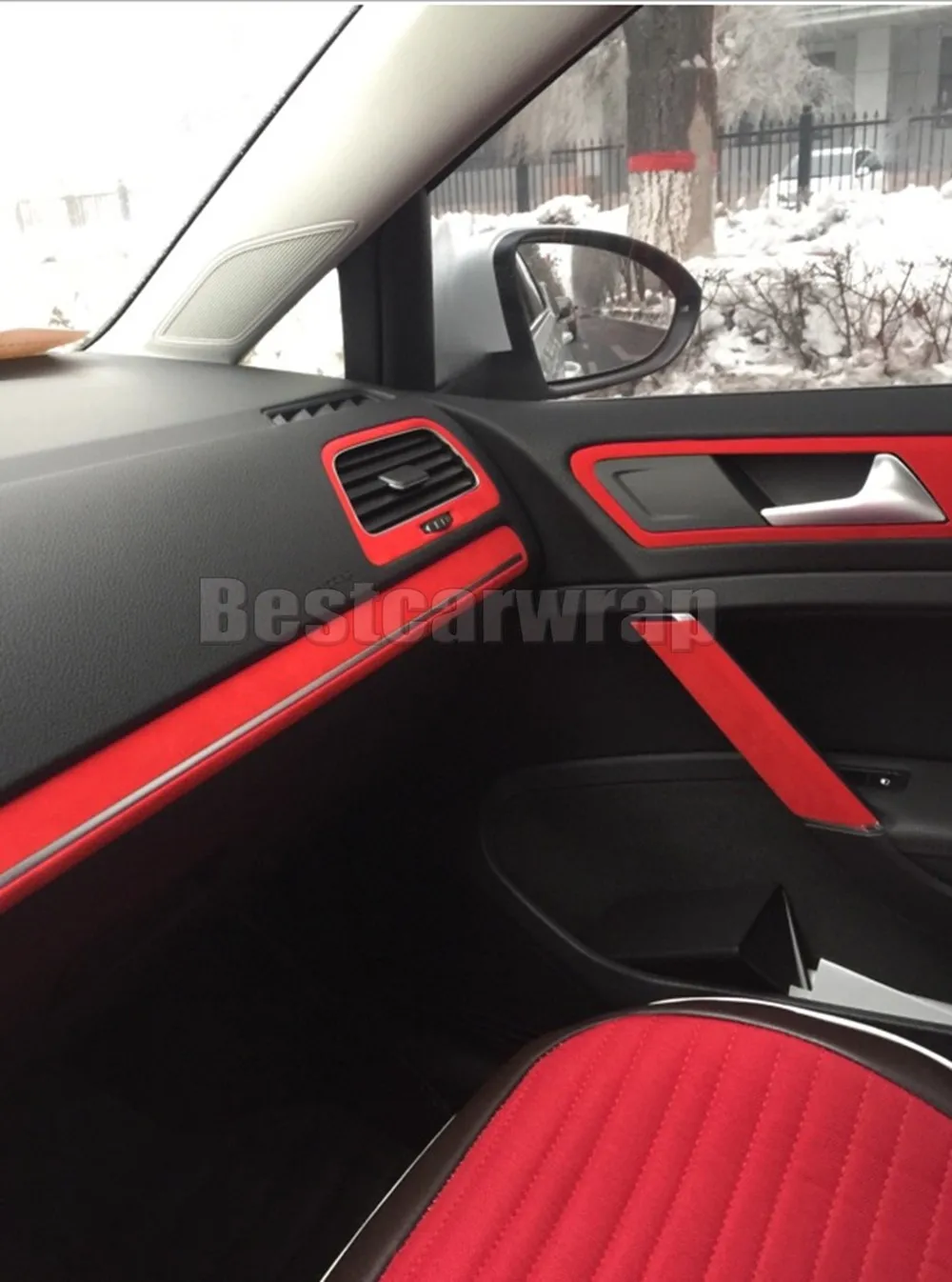 Us 135 0 Red Velvet Suede Fabric Film For Car Interior Vinyl Wrap Roof Fabric Dashboard With Air Bubble Free Size 1 35x15m On Aliexpress