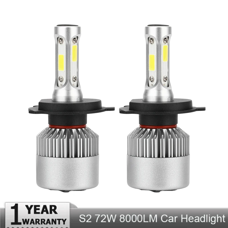 Супер яркий H4 светодиодный H7 H11 H1 H3 COB Чип S2 Автомобильная фара 4300K 6500K 72W 8000LM