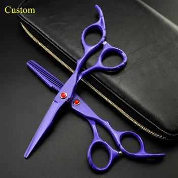 

Custom name professional japan 6 inch Voilet hair scissors cutting makas barber hair salon thinning shears hairdressing scissors