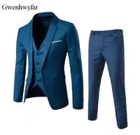 2018 Custom Made Men Suits Groomsmen Notch Lapel Groom Tuxedos Sea Blue Men Suits Wedding Best Man Blazer (Jacket+Pants+Vest)