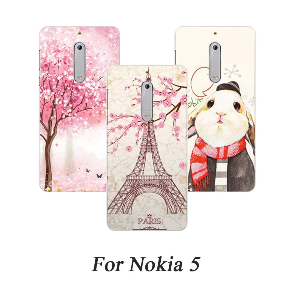 Phone Case For Nokia 5 Cases Soft Painted Tiger Eiffel Towers Back Cover 5.2&quot Sheer Fundas Capa | Мобильные телефоны и