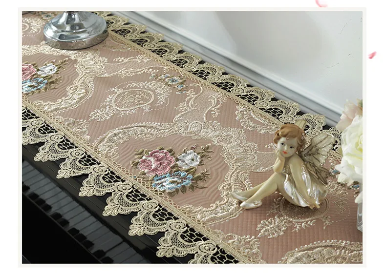 Proud Rose кружево настольная дорожка пианино полотенце покрытие ткань вышивка скатерть для фортепиано, от пыли покрытие свадебное украшение