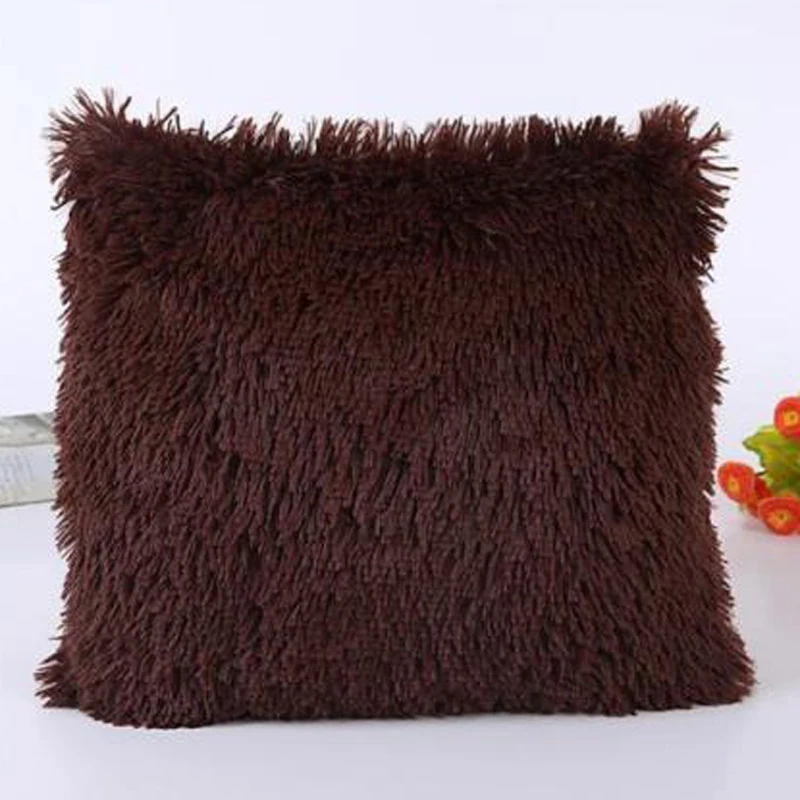 Solid Soft Plush Faux Fur Wholesale Decorative Cushion Cover Throw Pillows For Sofa Car Chair Hotel Home Decoration