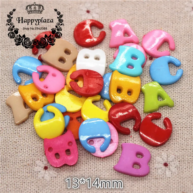 

100pcs Mix Colors Alphabet ABC Plastic Flatback Buttons No Hole Clothing Accessories Decorative Craft Button Supplies,13*14mm