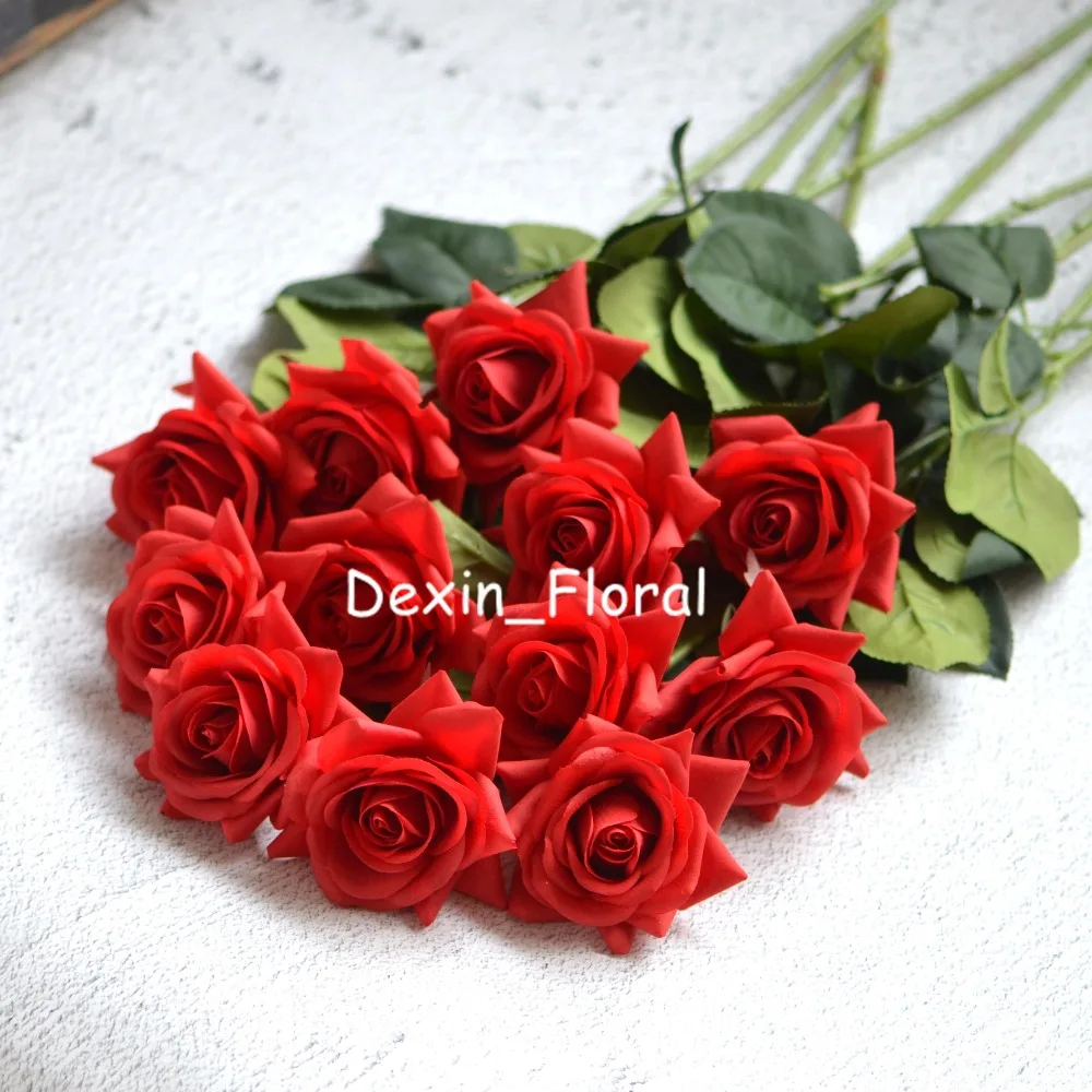

Red rose Real Touch Silk Roses DIY Silk Bridal Bouquets Wedding Centerpieces Home Flowers Party Accessory