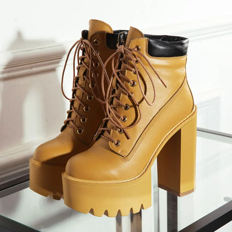

Women Platform Boots Winter Shoes Woman Genuine Leather Platform Ankle Boots High Heel Footwear Luxury European Ladies Shoes