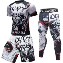 Brand New Men Compression Work Out long/Short sleeve Tees 3D Gorilla Fitness Tights UFC BJJ MMA Gyms Exercise Rashguard T shirt