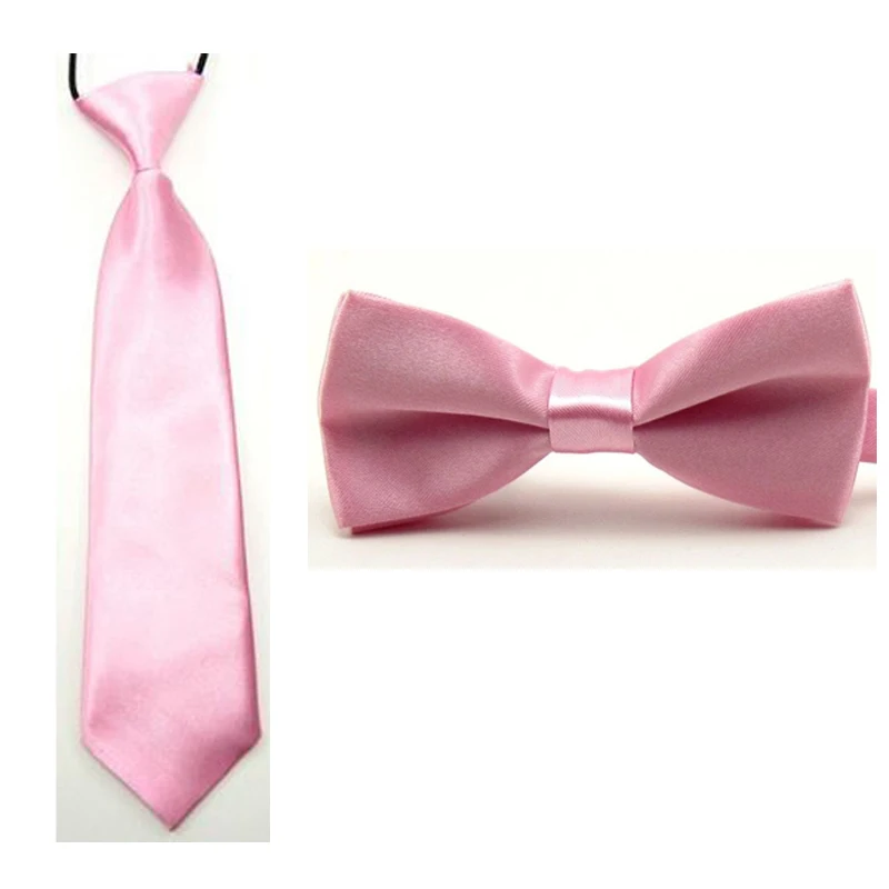 Классический сатиновый однотонный галстук-бабочка для маленьких мальчиков; комплект с галстуком-бабочкой; BWSET0008 - Цвет: Pink