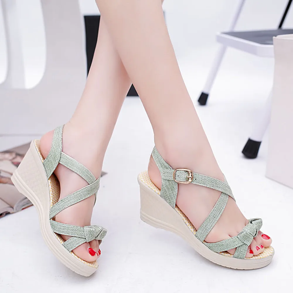 

YOUYEDIAN Women Shoes Summer Sandals Casual Peep Toe high heels wedge sandals women Shoes zapatos mujer plataforma sandalia #g30