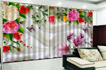 

Curtain Dreamy And Beautiful Flowers Love Butterflies 3d Flower Curtains Custom You Like High-End Practical Curtains