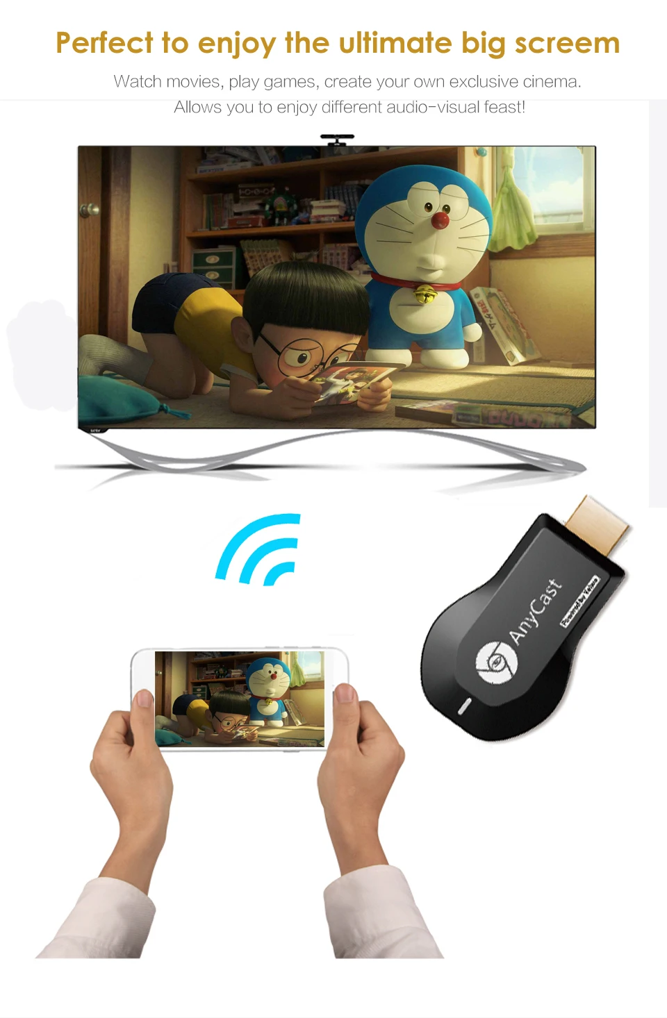 Anycast M9 plus Miracast Chomecast беспроводной hdmi 1080 p ТВ-адаптер Wifi Дисплей зеркальное приемник ключ для ios android