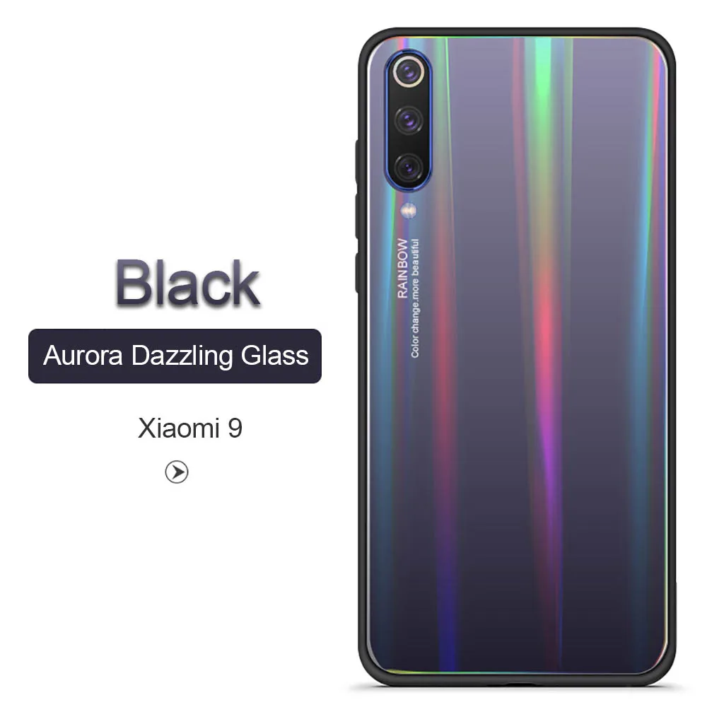 black xiaomi mi 9 se чехол Лазерный закаленное Стекло для телефона для Xiaomi 8 9 6X с уклоном, разноцветные, Крышка корпуса для huawei Mate20 li - Цвет: black