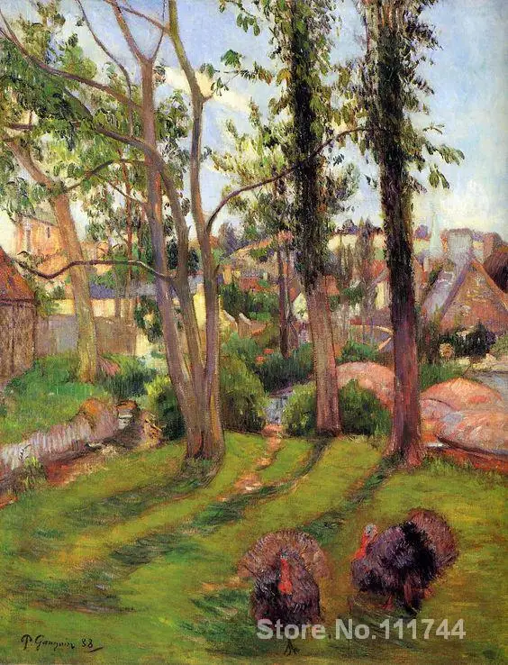 

Landscape painting Turkeys Pont Aven Paul Gauguin art oil on canvas Handmade High quality