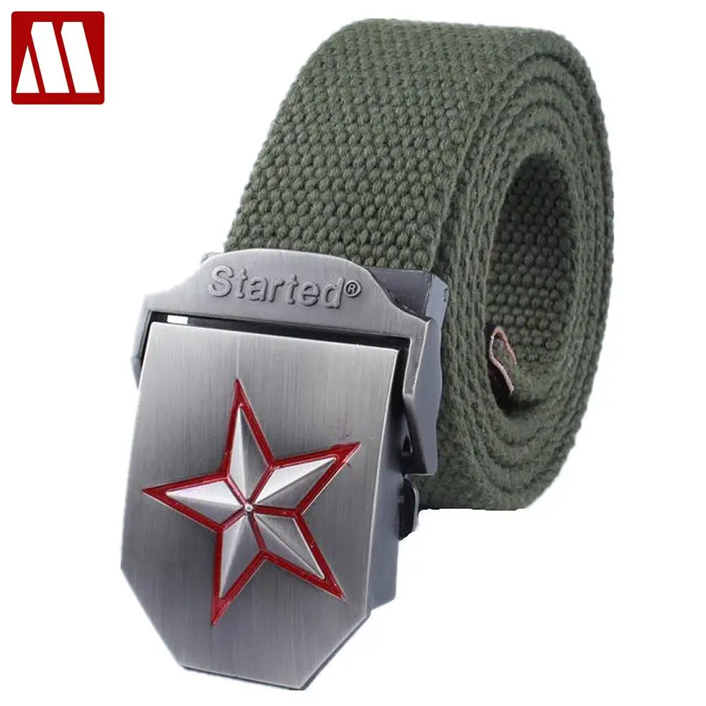 

Red star automatic buckle belts fashion outdoor men's canvas belts male casual strap waist of trousers luxury belt 110 140CM