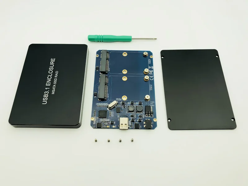 SSD корпус USB-C USB3.1 Тип-C двойной 2 Порты и разъёмы MSATA Raid 0 1 мобильный жесткий диск Box Shell HDD переходник в корпусе 3030 3050
