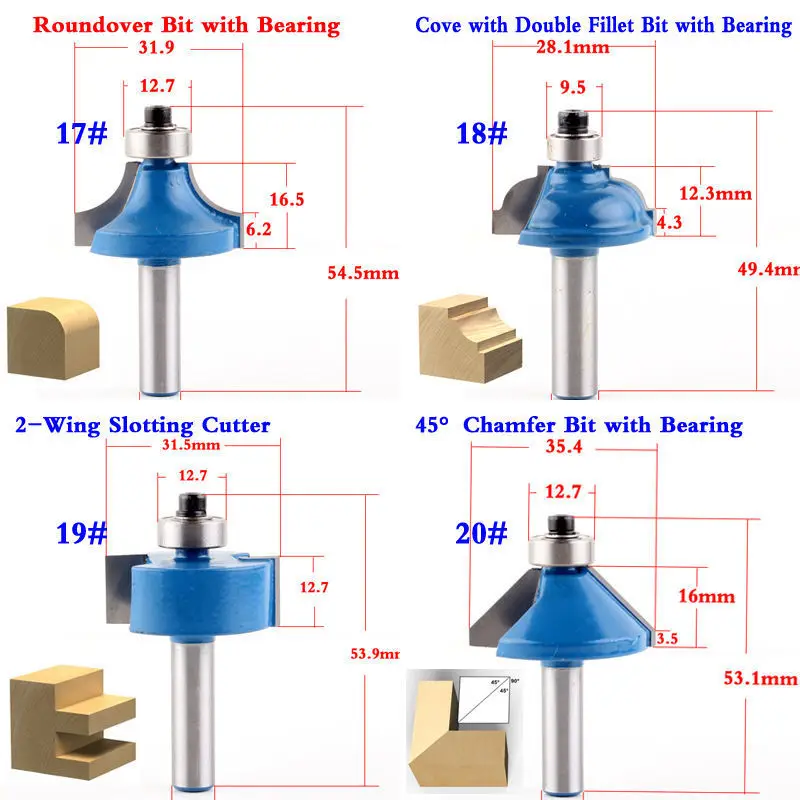 1 шт. 8 мм хвостовик древесины маршрутизатор бит прямой Концевая фреза триммер очистка заподлицо отделка угловая круглая бухта коробка биты инструменты фреза