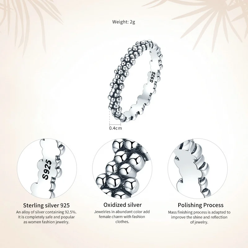 BAMOER подлинное 925 пробы Серебряное стекируемое кольцо с ромашками и цветами, кольца на палец для женщин, ювелирные изделия из стерлингового серебра, подарок PA7628