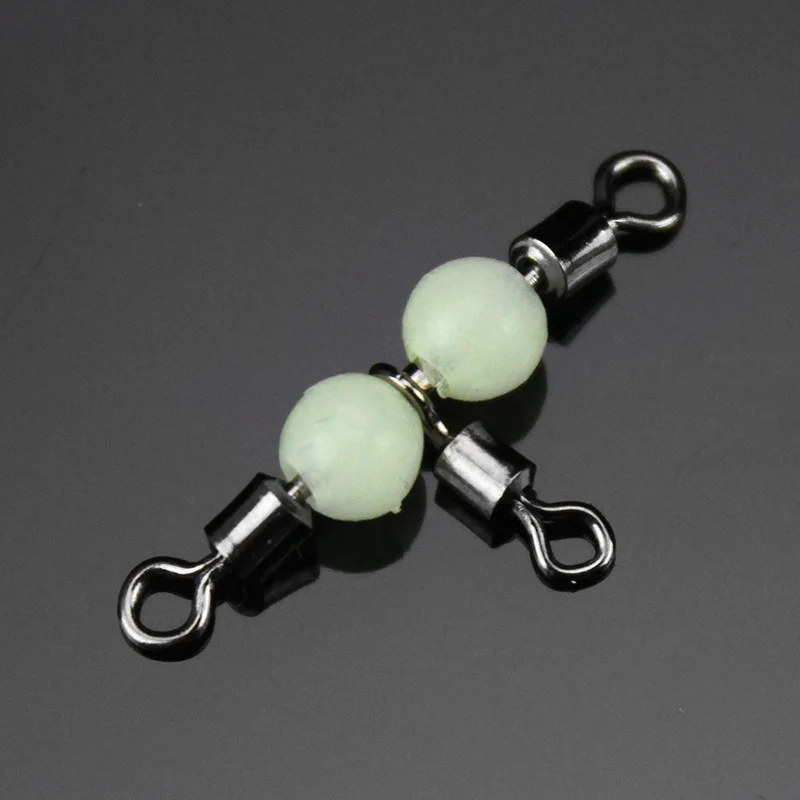 

10pcs/lot Luminous Connector Ball Solid Rings Snap Bearing artificial Sea Fishing Line String Hook Swivel Ring