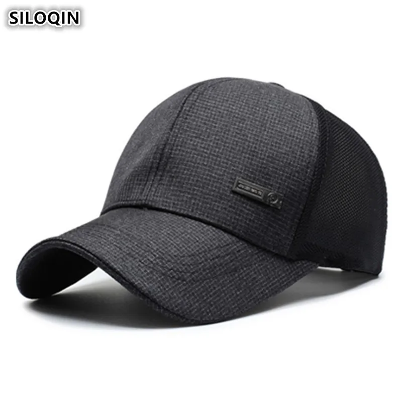 

SILOQIN Snapback Cap Men's Breathable Mesh Baseball Caps Summer New Adjustable Head Size Sunscreen Fishing Cap Bone Dad's Hats