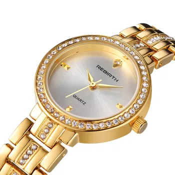 

Ladies Watch For Women Wrist Watch REBIRTH Fashion Rose Gold Bracelet Women's Watches Rhinestones Clock Women relogio feminino