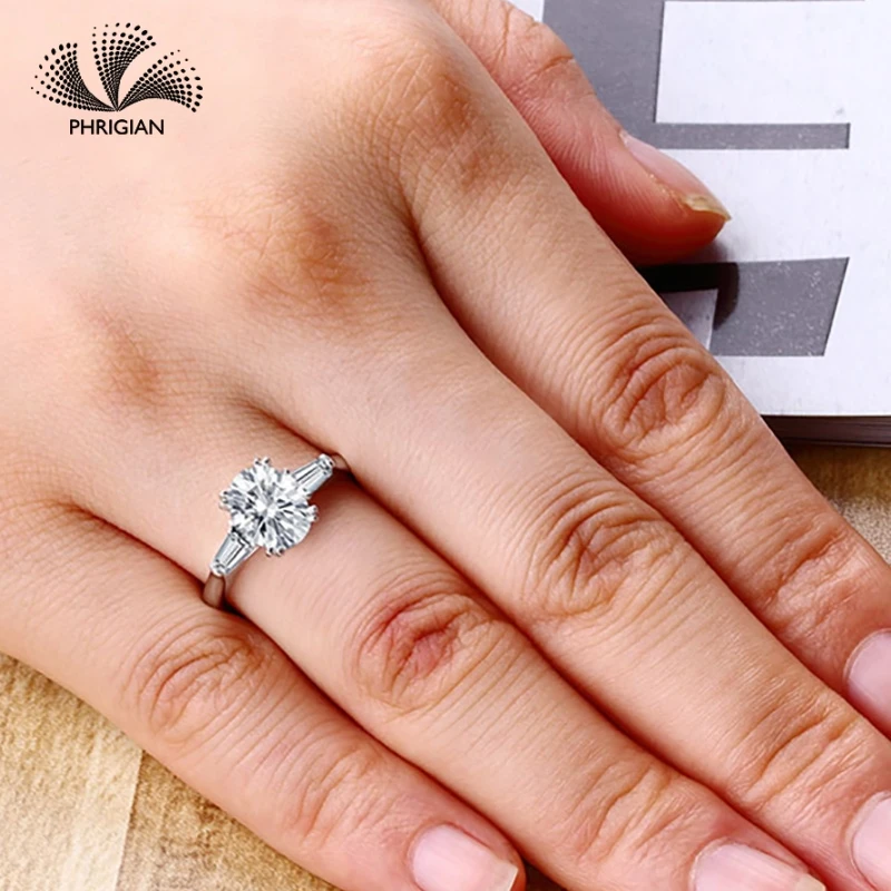 

Sona D colour Fine Engraving Ring S925 Sterling silver Diamond Solitaire ring Marry me ring 925 oval cut 4 claws
