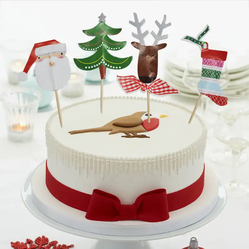 個ピッククリスマススティックアートつまようじカップケーキ ケーキ パイトッパーパーティーケーキデコレーション装飾クリスマス看板ツリー サンタサンタクロース ヘラジカ 靴下プリック Decorative Decorative Christmas Christmasumbrella Umbrella Aliexpress