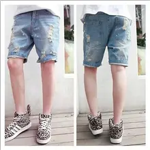 Летние шорты мужские модные новые джинсы короткие мужские клепки джинсовые шорты мужские Промытые повседневные джинсовые шорты