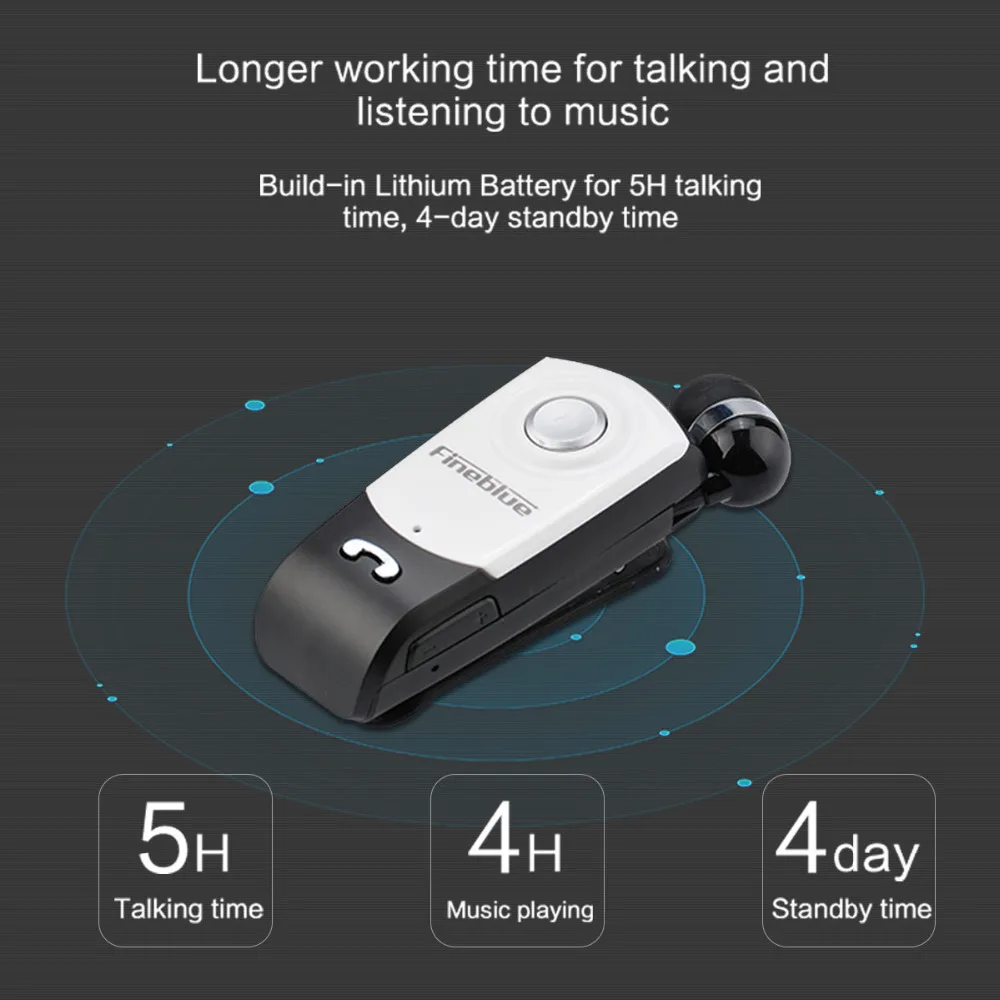 FineBlue F960 Wireless Driver Bluetooth V4 0 with Mic Headphone Call Vibration Remind Noise Canceling Wear Clip Driver Headphone