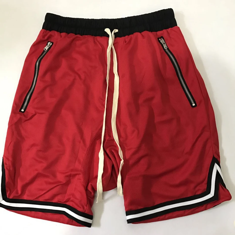 High Street Мужская одежда свободные Ретро Компрессионные шорты мужские шорты Hombre Gymshark шорты с карманами на молнии - Цвет: Красный