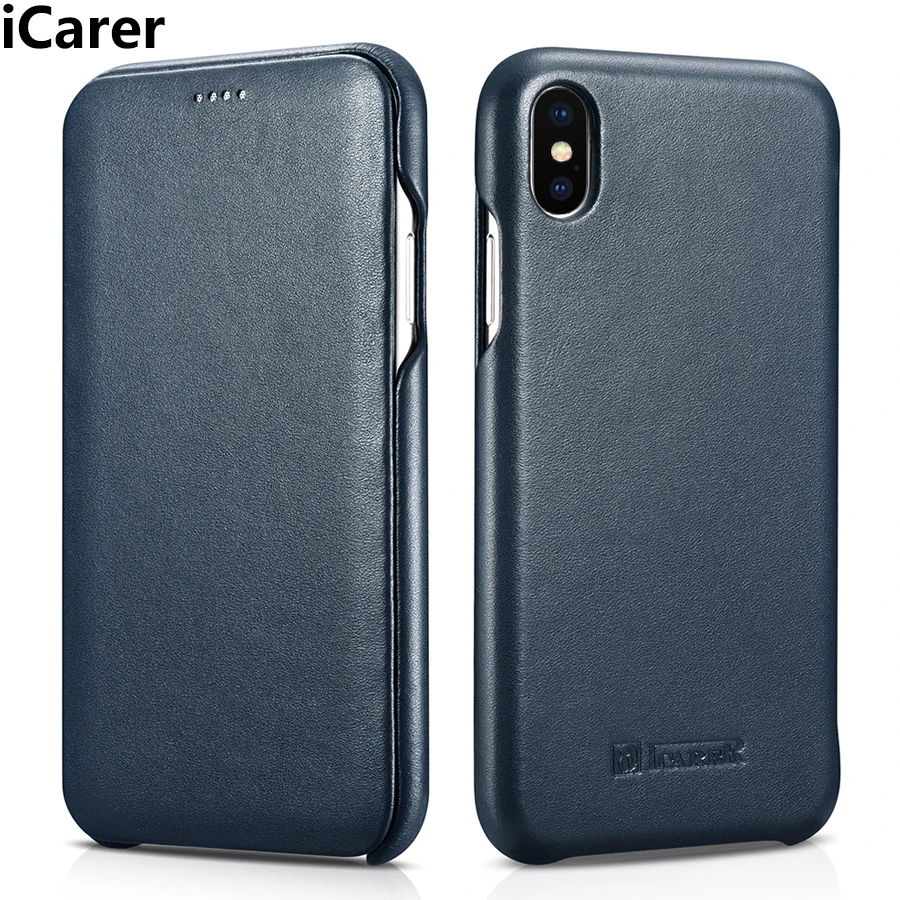 iCarer For iPhone XS Max Cover Case Luxury Full Cover Genuine Leather