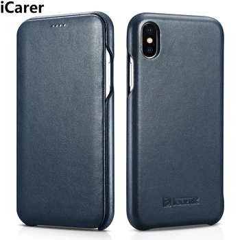 

iCarer For iPhone XS Max Cover Case Luxury Full Cover Genuine Leather Shockproof Armor Flip Phone Case for XS Max Back Cover 6.5